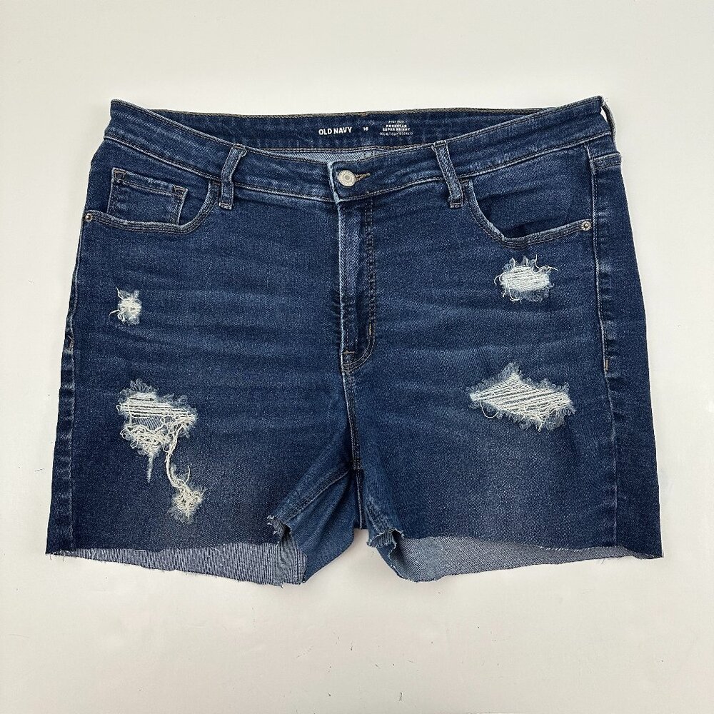 Old Navy High Rise Cut‎ Off Distressed Raw Hem Women's size 16 Blue Jean Shorts